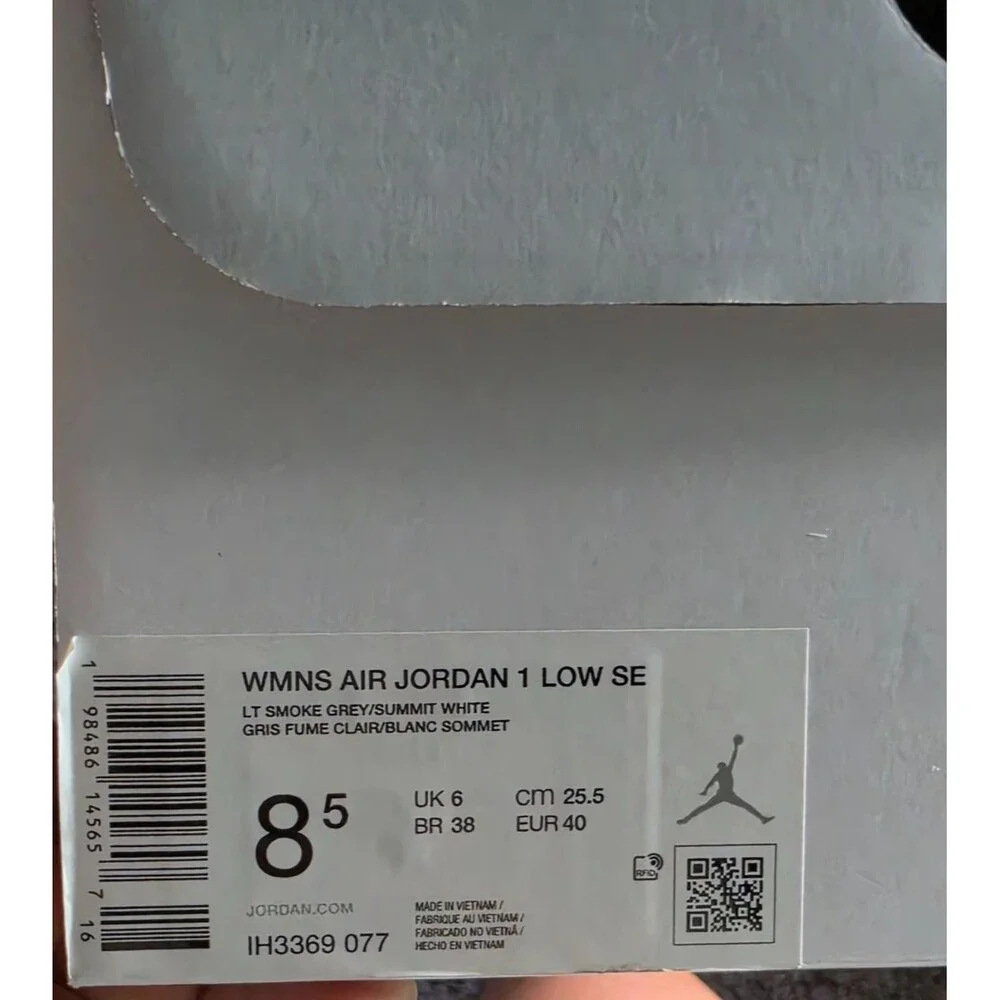 Air Jordan 1 Low SE Distressed Smoke Grey Women’s 8.5 Youth 7Y IH3369 077 NIB
